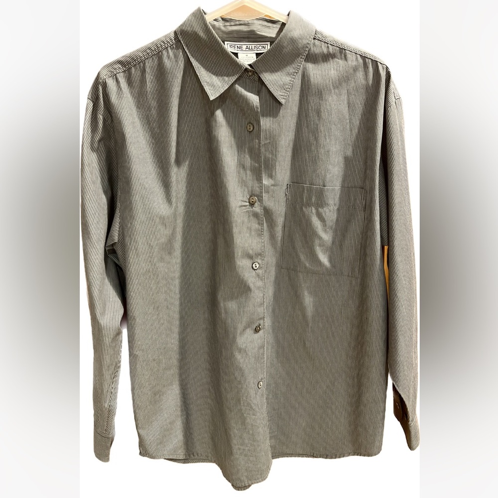 Irene Allison Shirt Striped Button Down Size Medium
